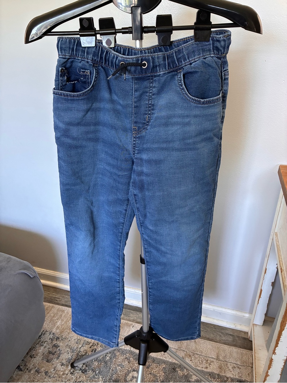 Boys Elastic Waist Drawstring Jeans - Blue